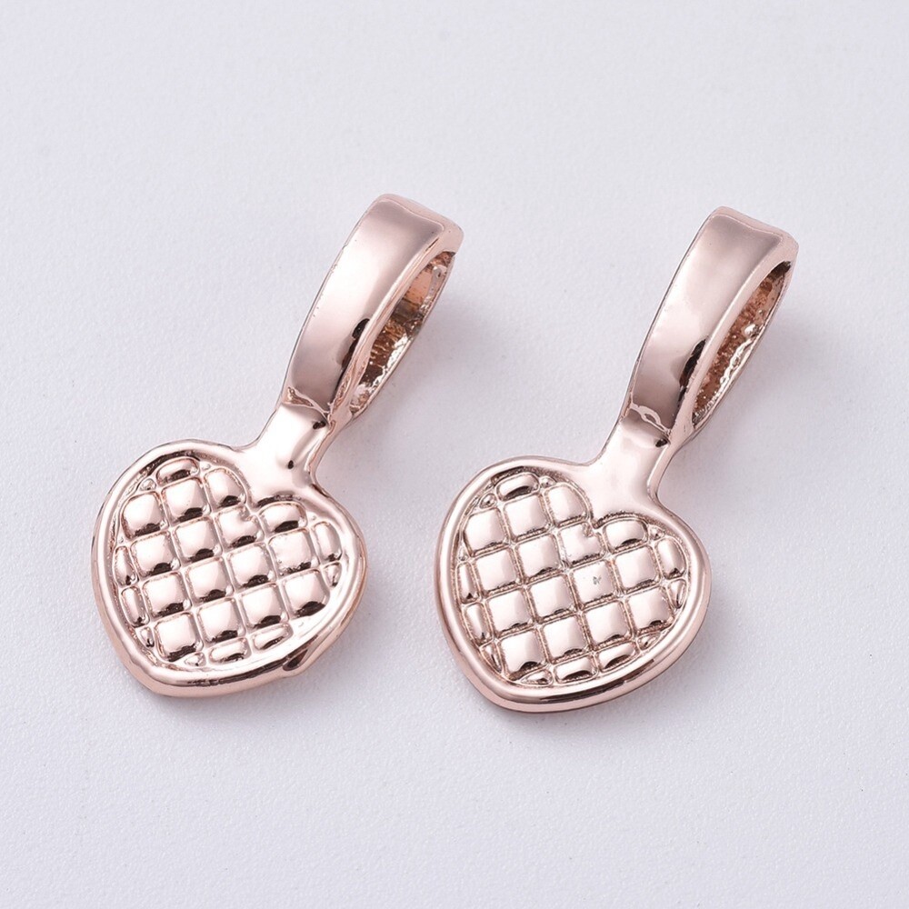 Heart Flat Pad Bail - Rose Gold 20x10mm