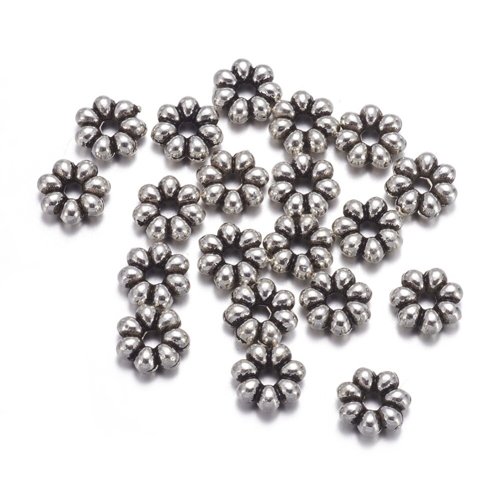 Tibetan Flower Spacer - Silver 6mm