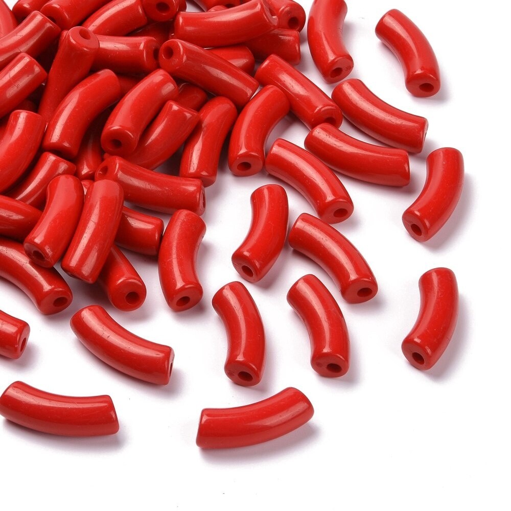 Acrylic Curved Tube Bead - Mixed 34.5x13mm (LH 3.5mm)