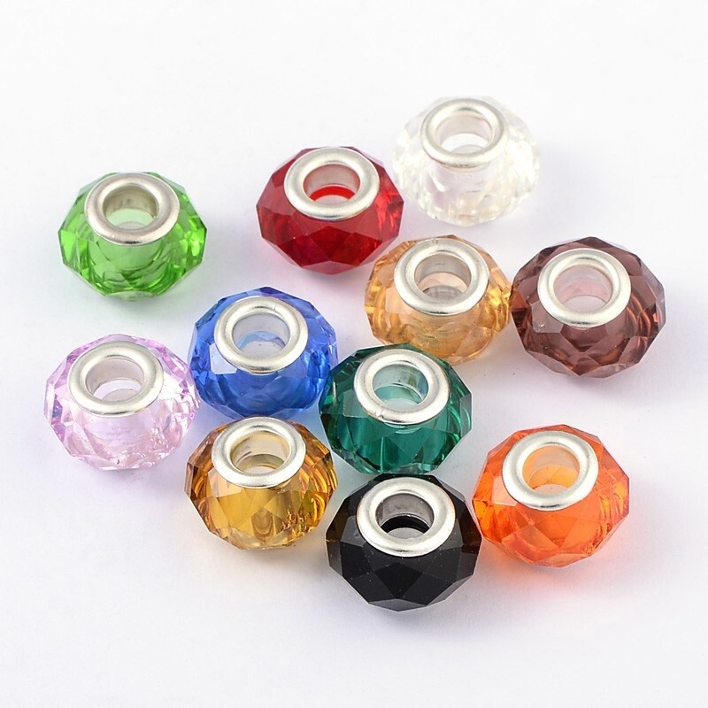 Pandora Style Bead - Faceted Mix 14x10mm