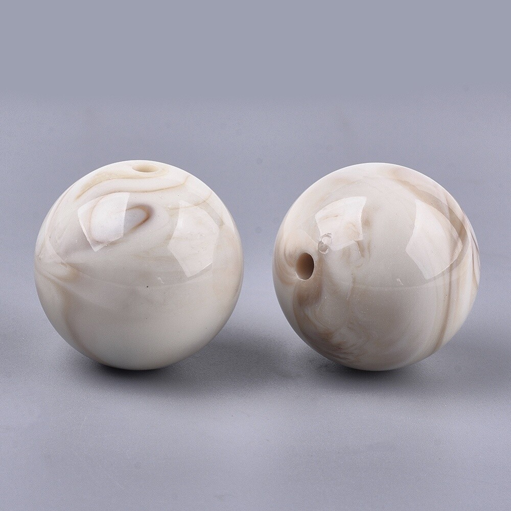 Acr. Round - Floral White 30mm
