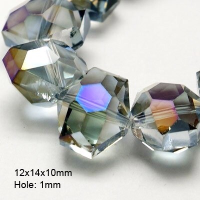 Electroplated Hexagon - Gray Helio 14x12mm