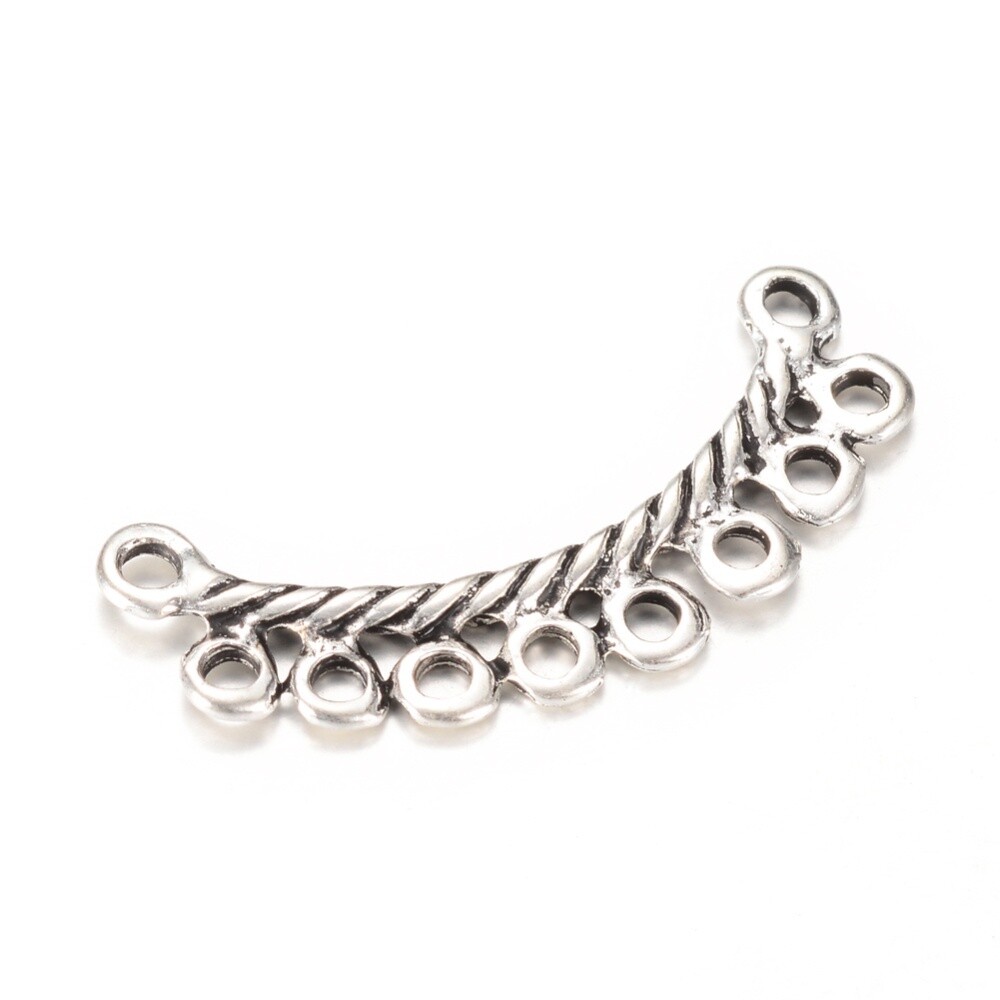 TS 8 Hole Curved Connector - Silver 28x13mm