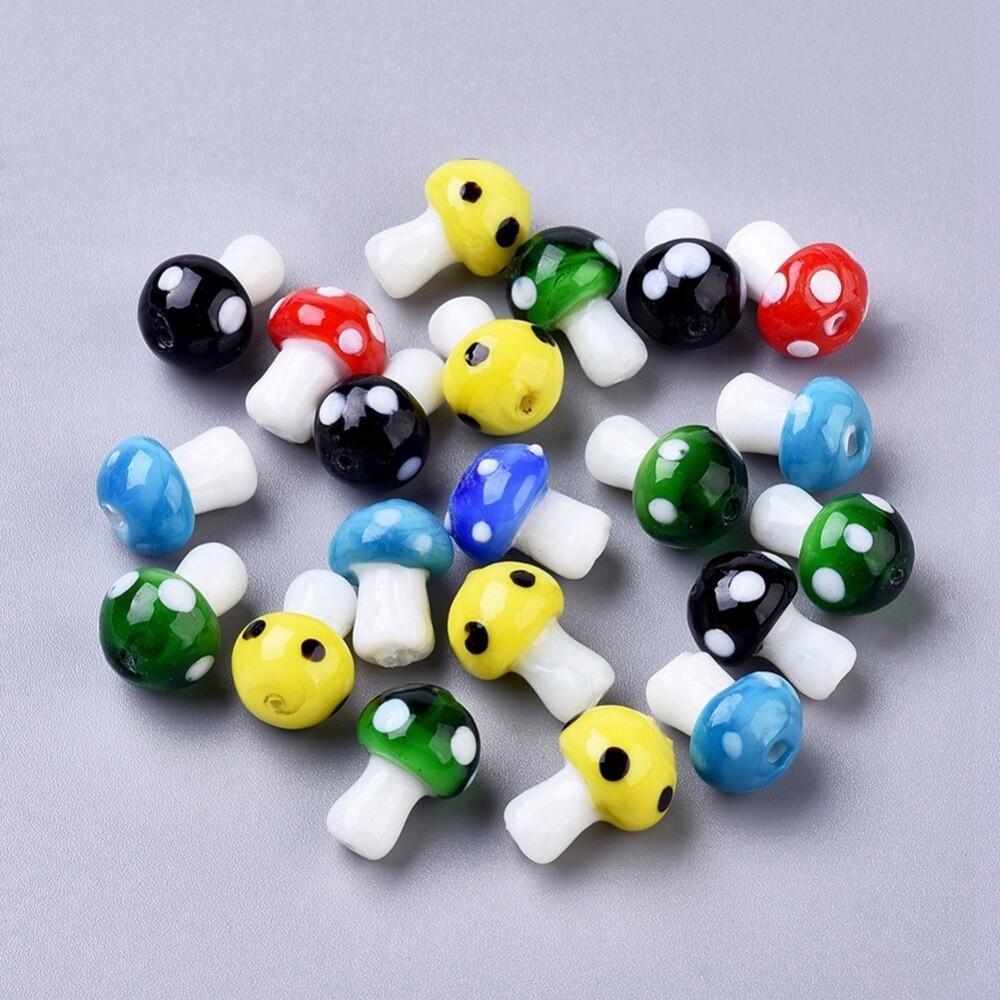 Lampwork Mushrooms - Mixed 16x12mm