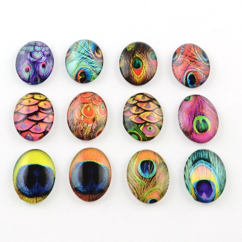 Bezel Oval - Peacock Mix 25x18mm