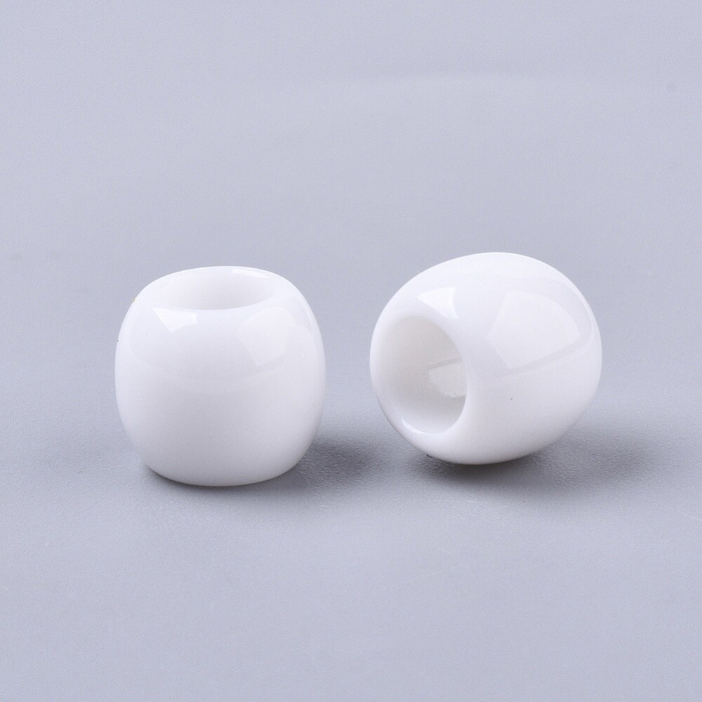 European Bead (Acrylic) - White 9x8mm (LH 5mm)