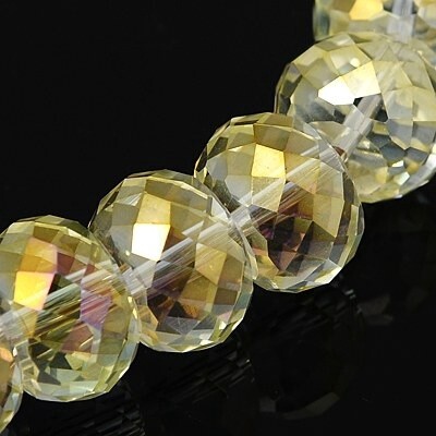 Electroplated Faceted Rondelle - Champagne Yellow 16x10mm