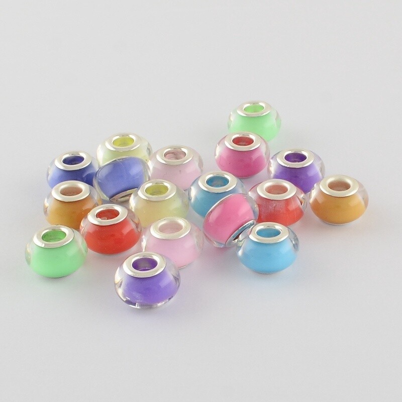 Pandora Style Bead - Pastels Mix 14x9mm