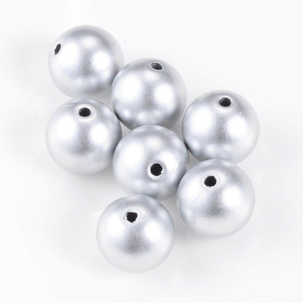 Matt Acrylic Round - Silver 12mm