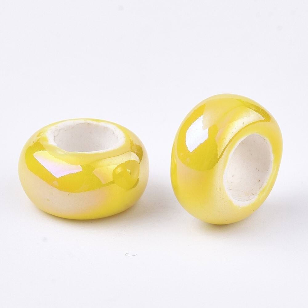 Porcelain Donut - Pink or Yellow AB 13x6.5mm