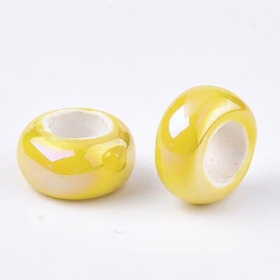 Porcelain Donut - Pink or Yellow AB 13x6.5mm
