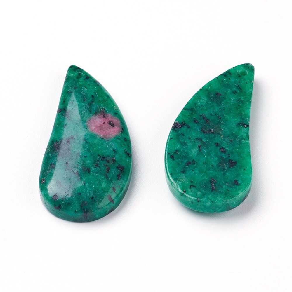 Ruby In Zoisite Teardrop Pendant - 43x20mm