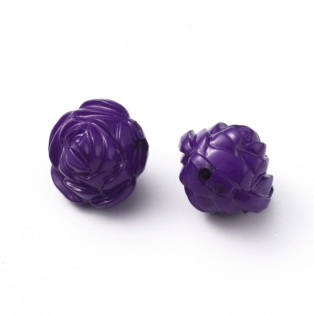 Acrylic Carved Flower - Dark Violet 16mm