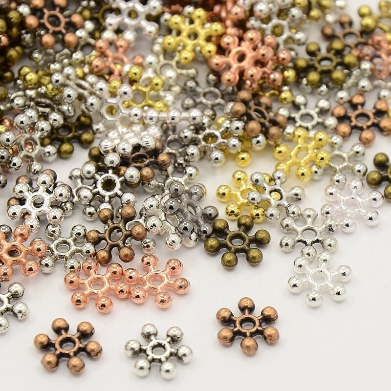 Snowflake Spacer Beads - Multi 8x2mm