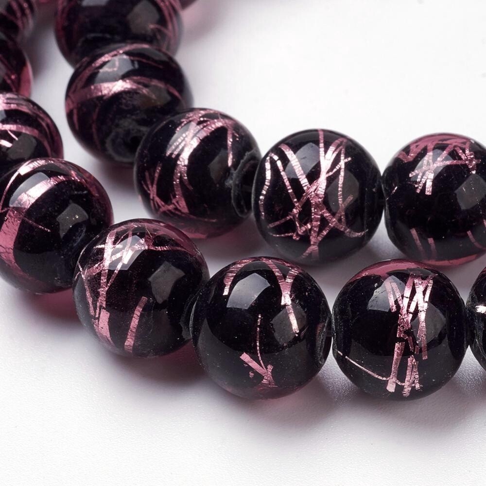 Foil Round - Black &amp; Pink 12mm