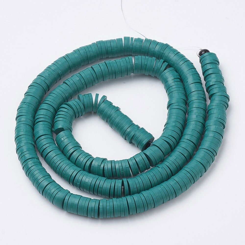 Polymer Clay Heishi - Dark Cyan 4mm ~390 Piece STRAND