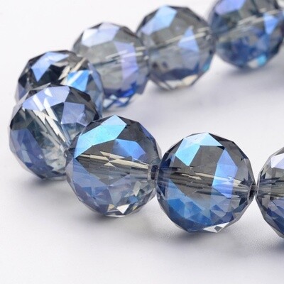 Electroplated Faceted Round - Royal Blue AB 19.5mm