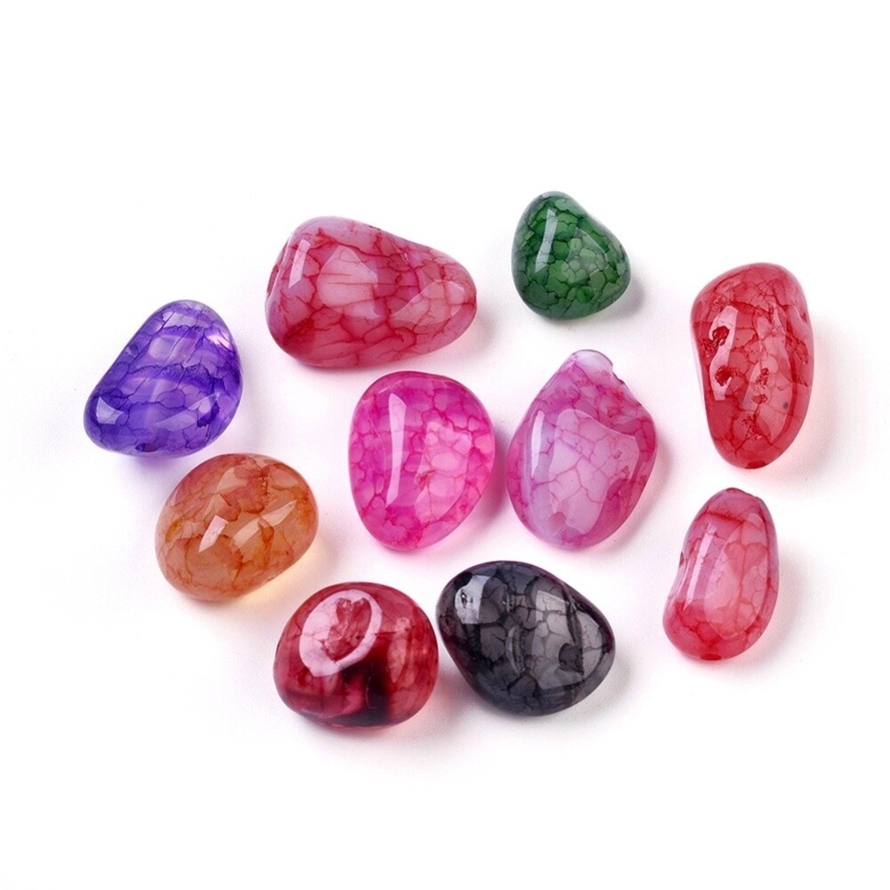 Agate Multi Coloured  Cracked Nuggets - 5-18mm