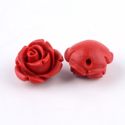 Cinnabar - Carved Rose 12.5mm
