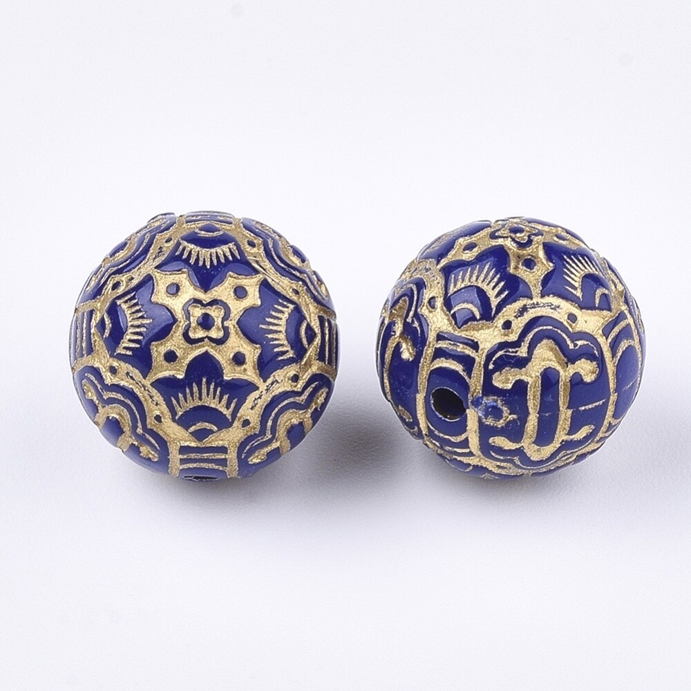 Acrylic Round, Metal Enhanced - Dark Blue 14mm