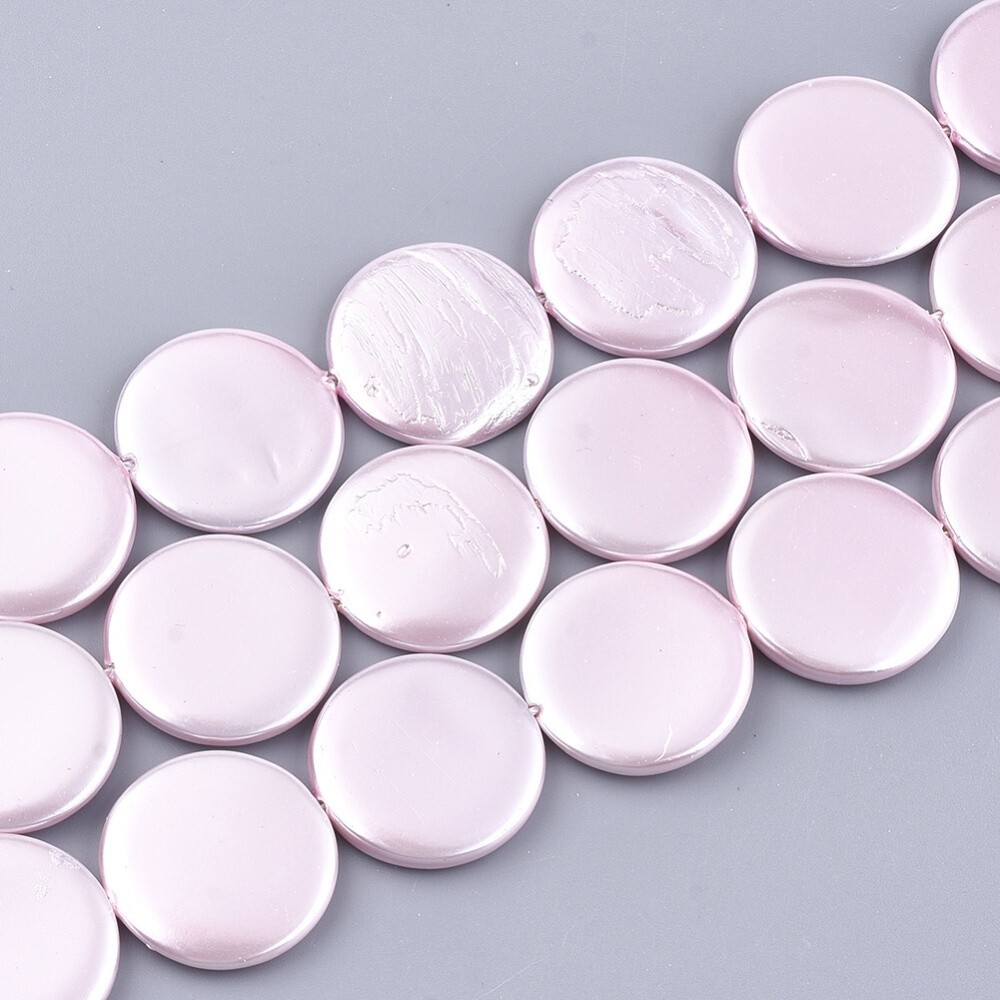 Shell Flat Round - Pink 20mm