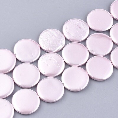 Shell Flat Round - Pink 20mm