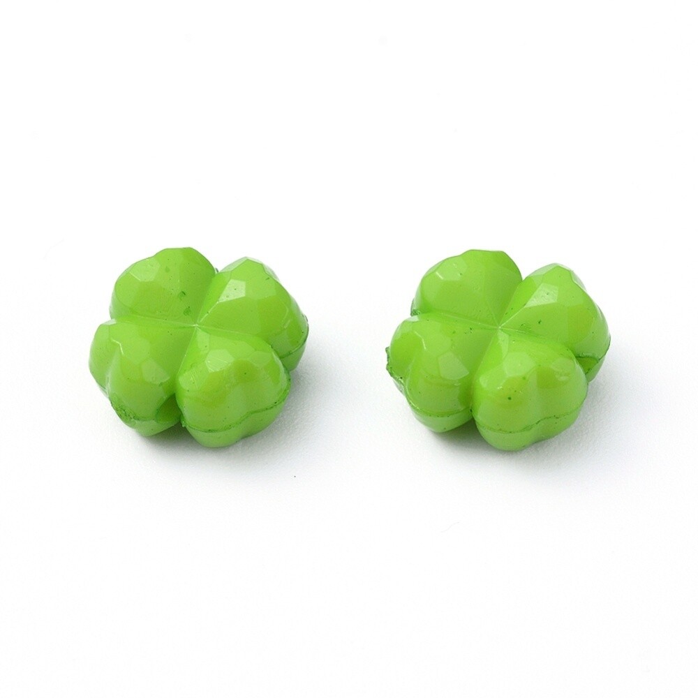 BG - 4 Leaf Clover Lime Green 11mm