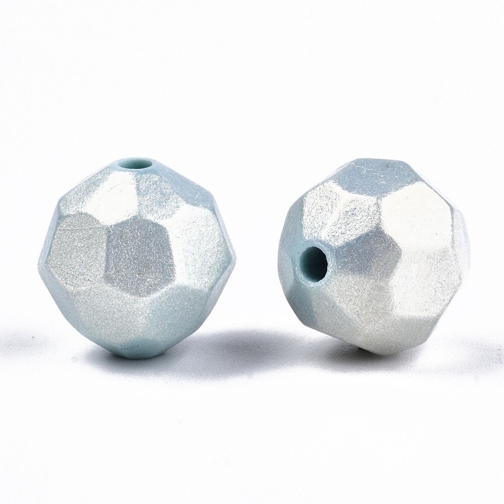 Rubberised Faceted Round - Pale Turquoise 13.5mm