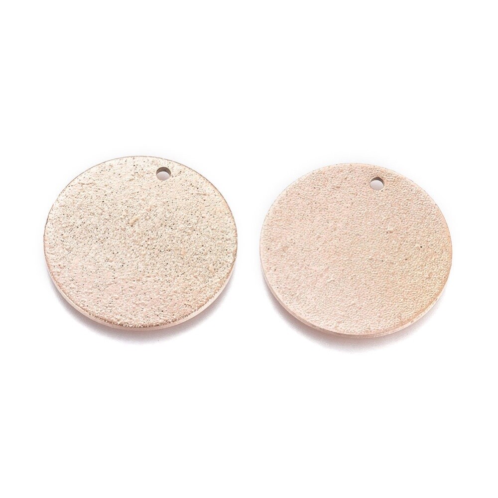 304 SS Textured Flat Round - Rose Gold 20mm