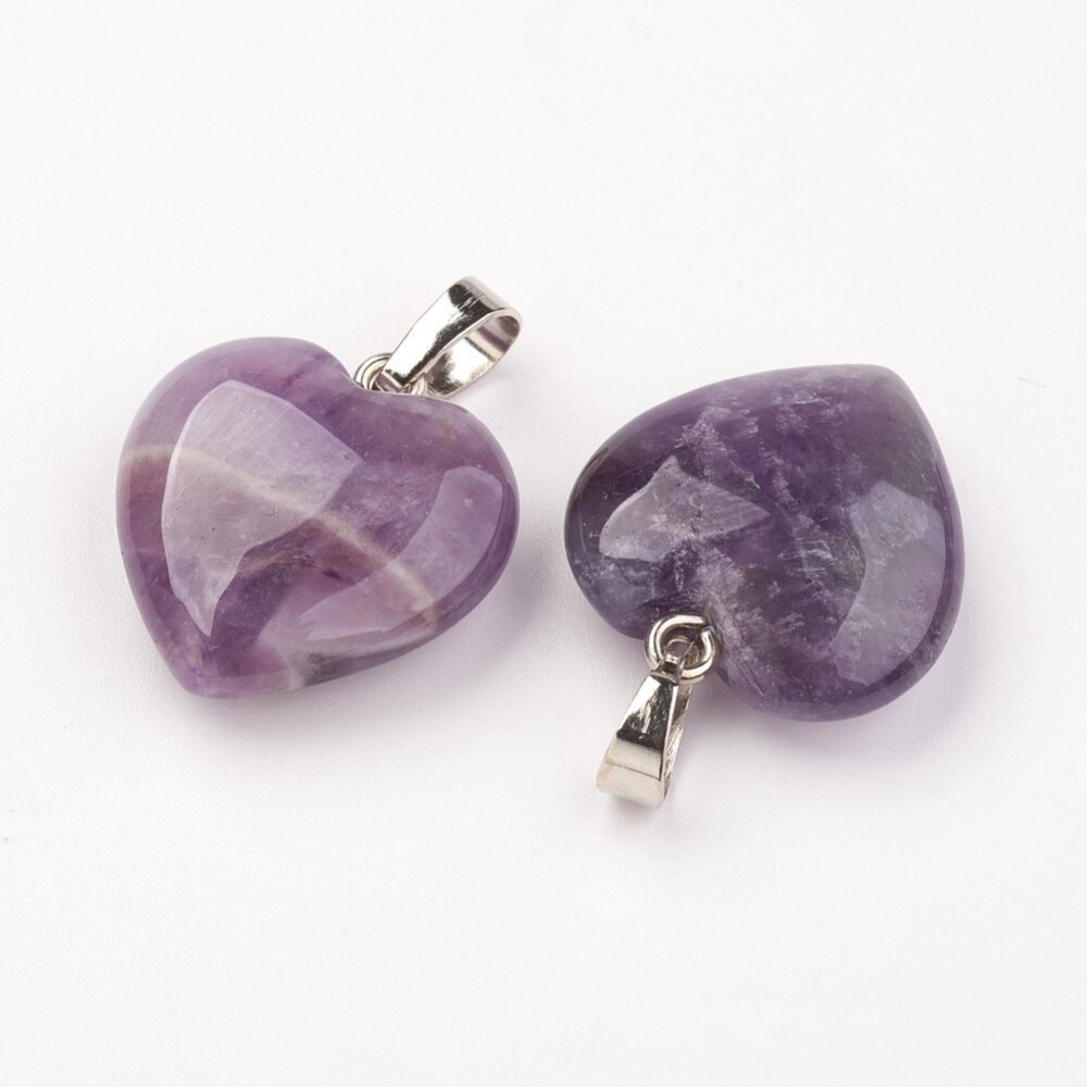 Amethyst Heart Pendant - 22x19.5mm