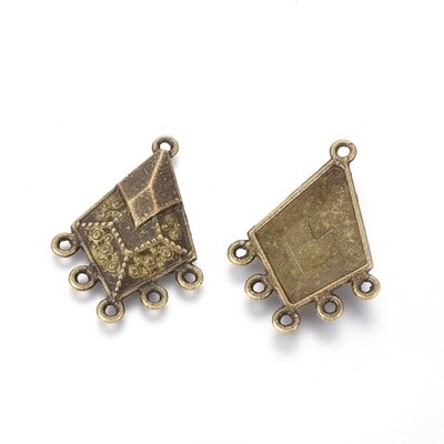 Chandelier Earring - Bronze Rhombus 5 Drop 31.5x22.5mm (Pair)