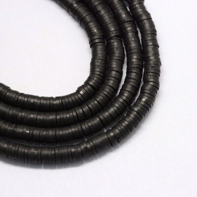Polymer Clay Heishi - Black 5mm ~390 Piece STRAND
