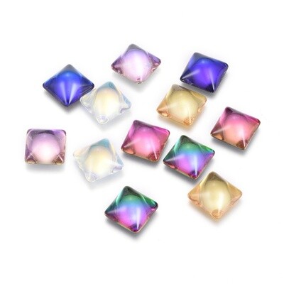 Cabochon Square K9 Glass - Mixed 10mm