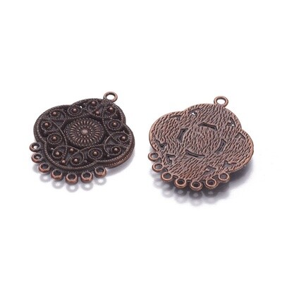 Chandelier Earring - Dark Copper 7 Drop - 38x31mm