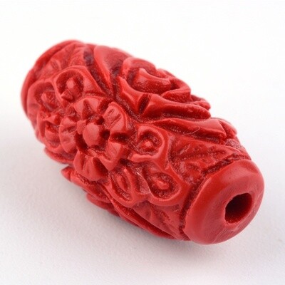 Cinnabar - Carved Barrel 17.5x9.5mm