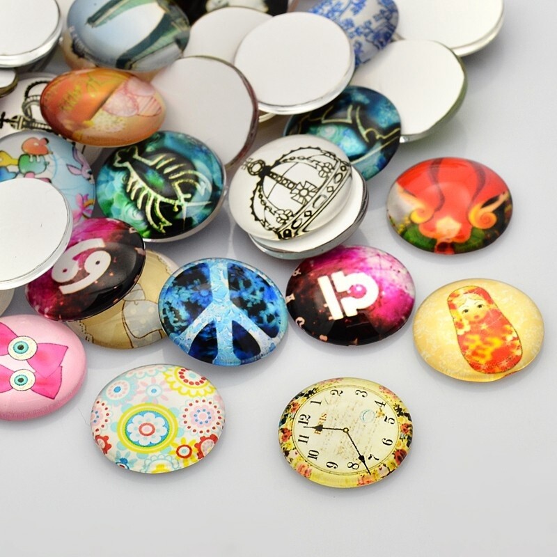 Round Bezel - Printed Mix 18x5mm