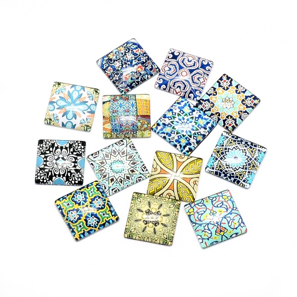 Bezel Square - Mosaic Mix 25mm