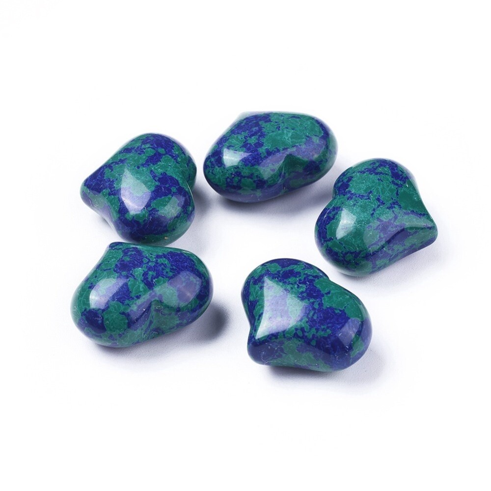 Chrysocolla &amp; Lapis Lazuli Puffed Heart 20x25mm