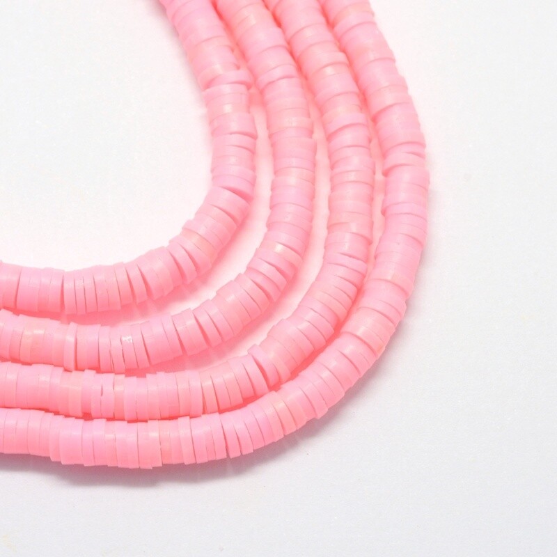 Polymer Clay Heishi - Flamingo 4mm ~390 Piece STRAND
