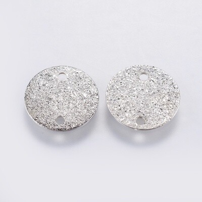 Connector - Flat Round Textured Platinum 10mm