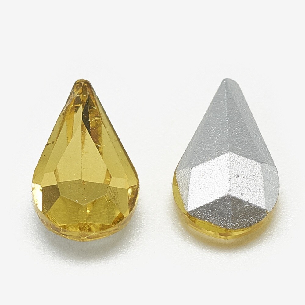 Point Back Rhinestone - Teardrop Topaz 8x5mm