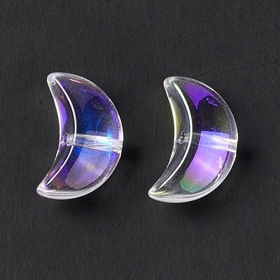 Crescent Moon - Electroplated Light Khaki 9x14mm