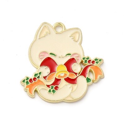 Cat With Christmas Bell Charm