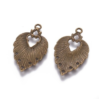 Chandelier Earring - Bronze Leaf 5 Drop 34x20mm (Pair)