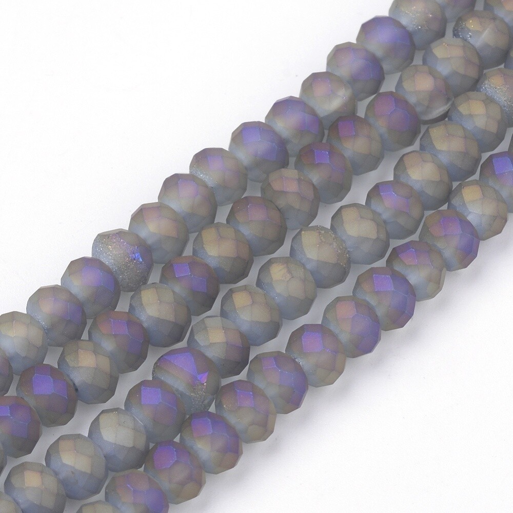Cushion - Matt Electroplated Steel Blue 6x4.5mm