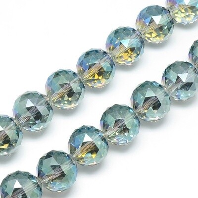 Faceted Round - Electroplated Pale Turquoise 18mm