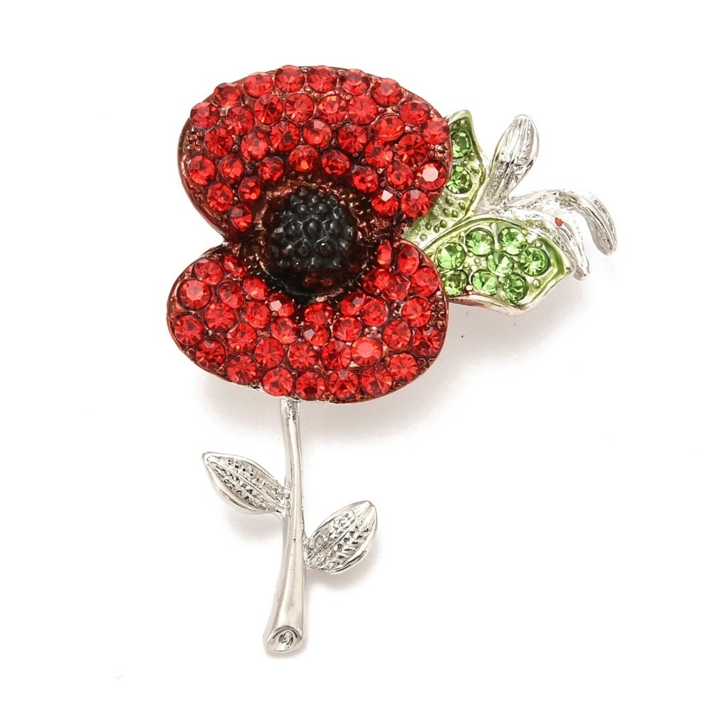 Picton RSA - Rhinestone Poppy Brooch x 5