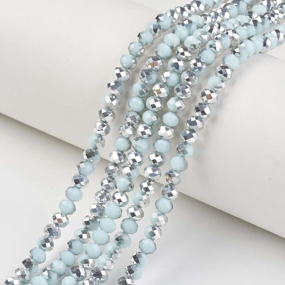 Cushion - Silver Electroplated Pale Turquoise 4x3mm