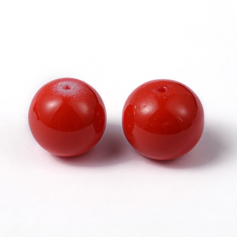 Glass Round - Red 14mm