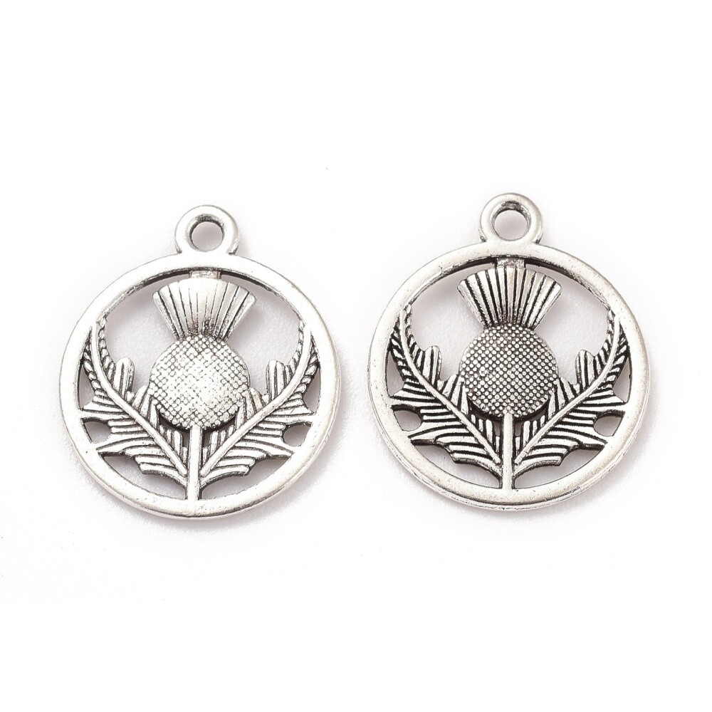 Scottish Thistle Charm - Silver 19.5x16mm